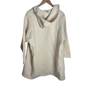 Vintage 80s/90s Zoran cream open front wool silk gold sparkle hooded coat